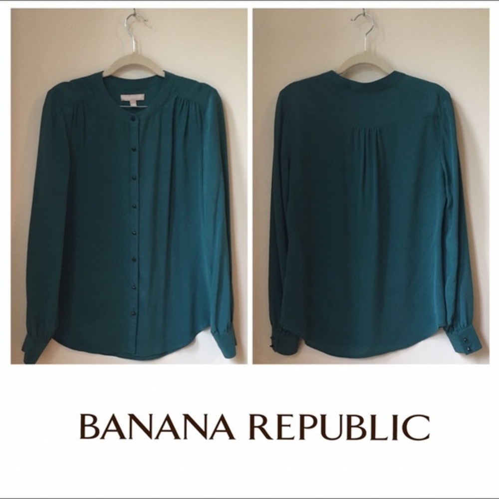 Turquoise Silk banana republic button up blouse